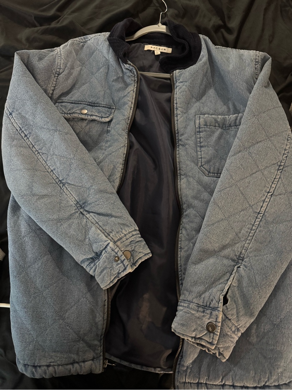 Pacsun Quilted Denim-Look Men's Jacket in Light Blue - Picture 2 of 2